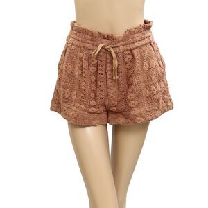 By Anthropologie Lace Tie-Waist Mini Shorts Floral Pull-on High-Waist XS 281673